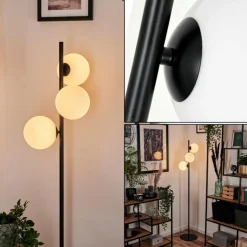 Lampadaire - Verre 15 cm Remaisnil Blanc, 3 lumières
