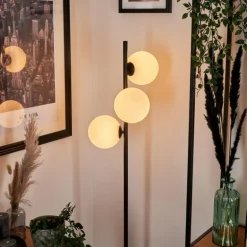 Lampadaire - Verre 15 cm Remaisnil Blanc, 3 lumières