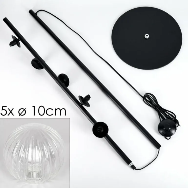 Lampadaire - Verre 10 cm Remaisnil Clair, 5 lumières