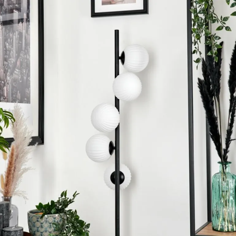 Lampadaire - Verre 12 cm Remaisnil Blanc, 5 lumières