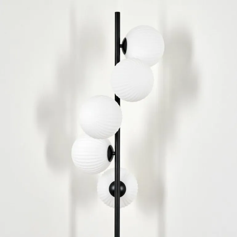Lampadaire - Verre 15 cm Remaisnil Blanc, 5 lumières