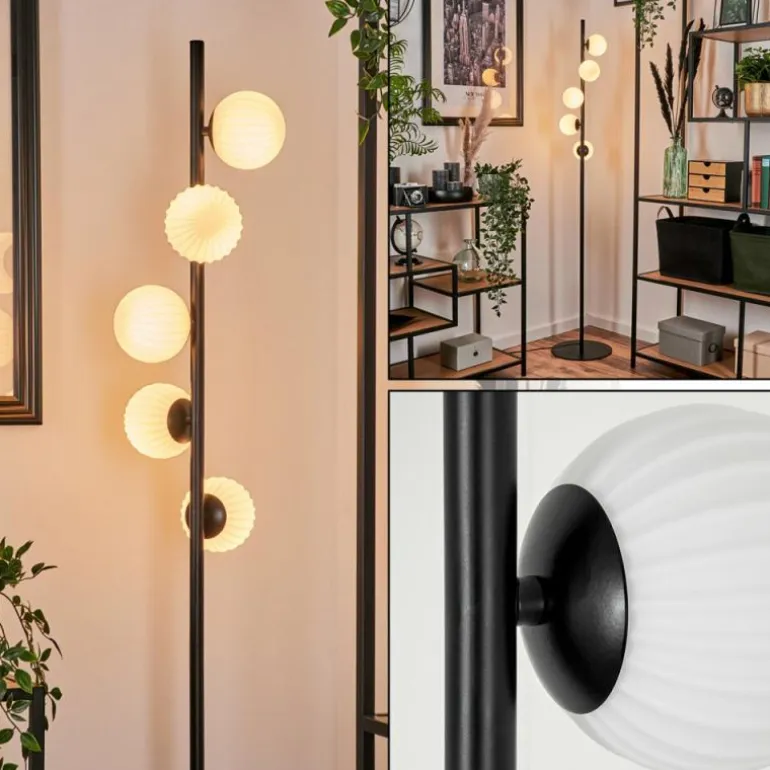 Lampadaire - Verre 10 cm Remaisnil Blanc, 5 lumières