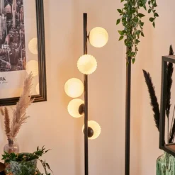 Lampadaire - Verre 10 cm Remaisnil Blanc, 5 lumières