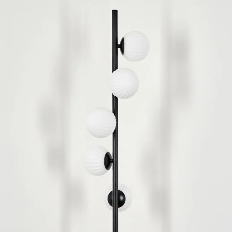 Lampadaire - Verre 10 cm Remaisnil Blanc, 5 lumières