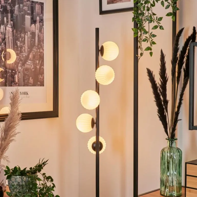 Lampadaire - Verre 10 cm Remaisnil Blanc, 5 lumières