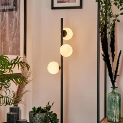Lampadaire - Verre 10 cm Remaisnil Blanc, 3 lumières