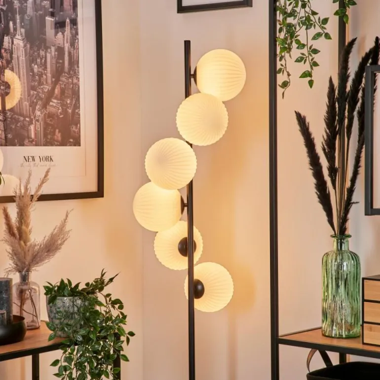Lampadaire - Verre 15 cm Remaisnil Blanc, 6 lumières