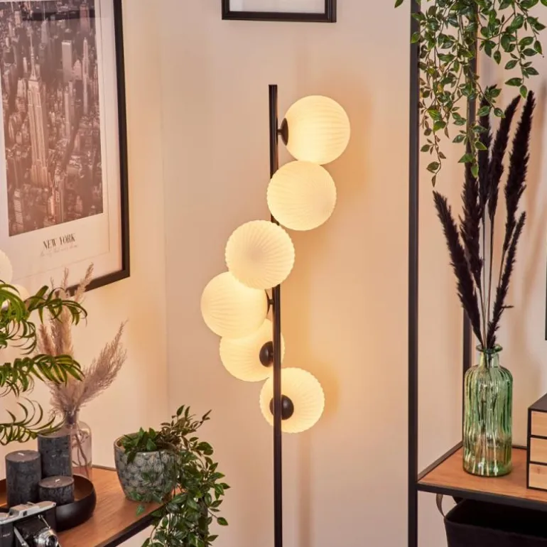 Lampadaire - Verre 15 cm Remaisnil Blanc, 6 lumières