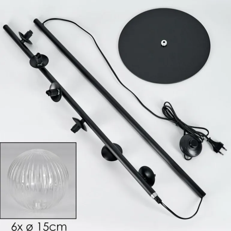 Lampadaire - Verre 15 cm Remaisnil Clair, 6 lumières