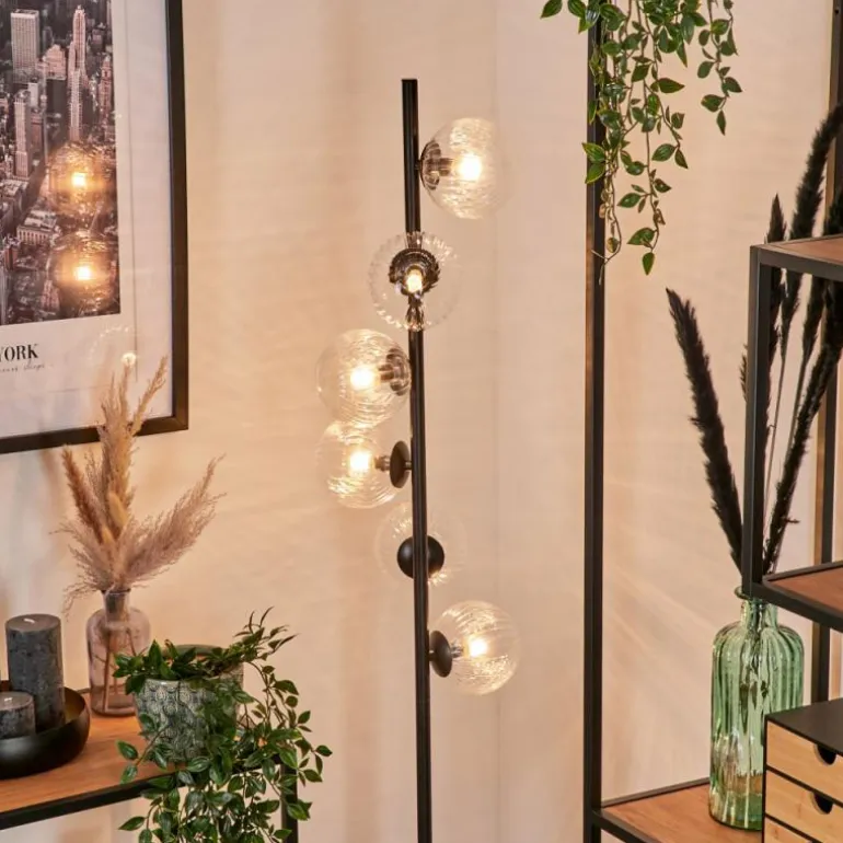 Lampadaire - Verre 12 cm Remaisnil Clair, 6 lumières