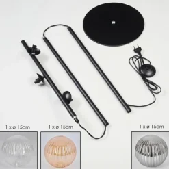 Lampadaire - Verre 15 cm Remaisnil Noir, 3 lumières