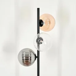 Lampadaire - Verre 15 cm Remaisnil Noir, 3 lumières