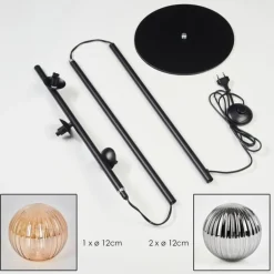 Lampadaire - Verre 12 cm Remaisnil Noir, 3 lumières