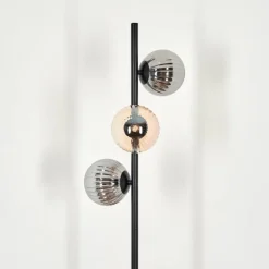 Lampadaire - Verre 12 cm Remaisnil Noir, 3 lumières