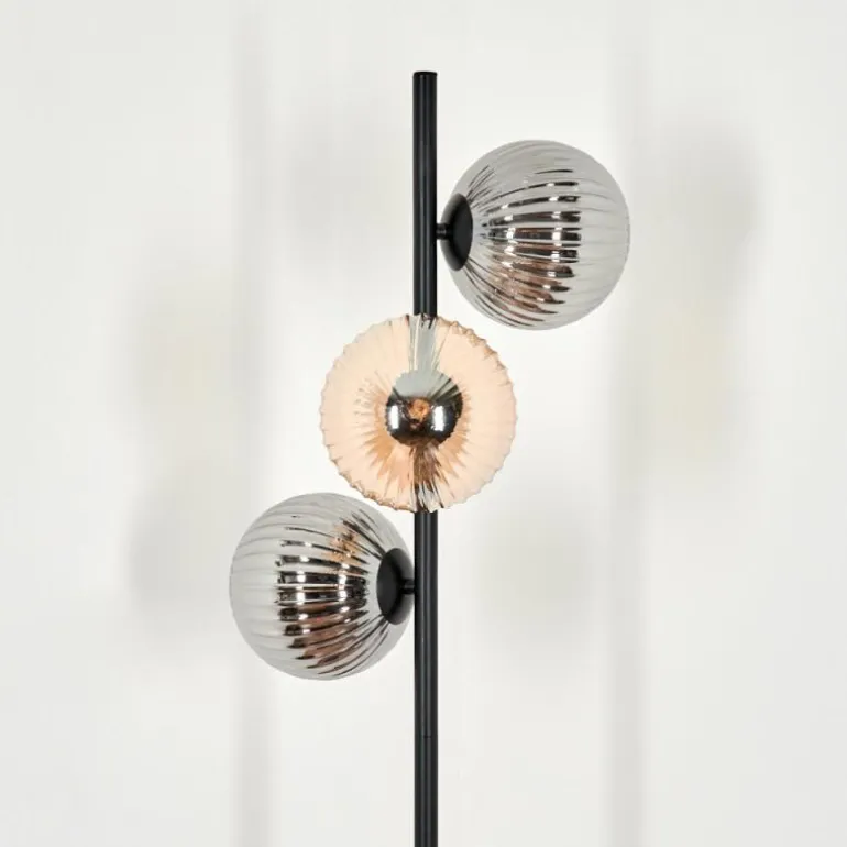Lampadaire - Verre 15 cm Remaisnil Noir, 3 lumières