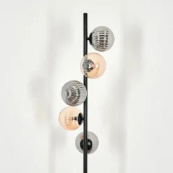 Lampadaire - Verre 12 cm Remaisnil Noir, 5 lumières