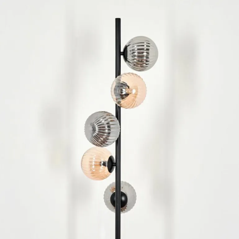 Lampadaire - Verre 12 cm Remaisnil Noir, 5 lumières
