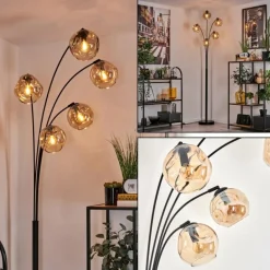 Lampadaire - Verre 15 cm Ripoll Ambre, 5 lumières