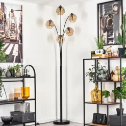 Lampadaire - Verre 15 cm Ripoll Ambre, 5 lumières