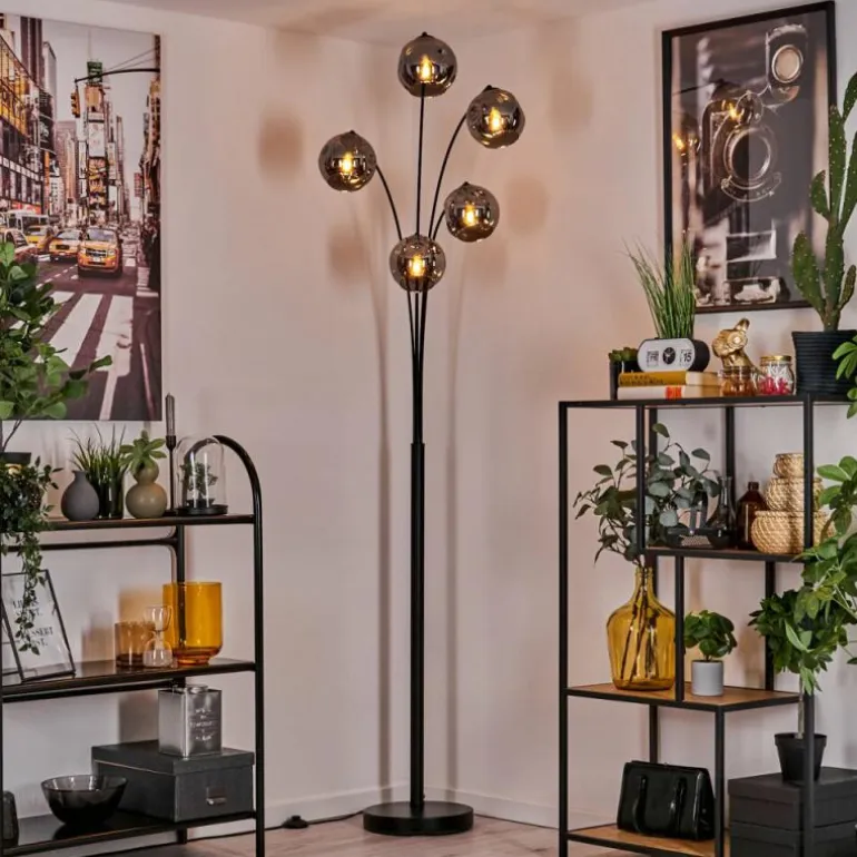 Lampadaire - Verre 15 cm Ripoll Fumé, 5 lumières