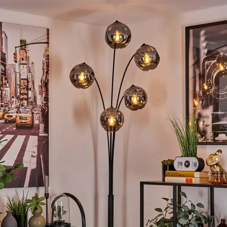 Lampadaire - Verre 15 cm Ripoll Fumé, 5 lumières