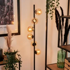Lampadaire - Verre Remaisnil Noir, 6 lumières