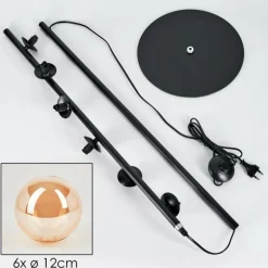 Lampadaire - Verre Remaisnil Noir, 6 lumières