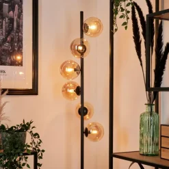 Lampadaire - Verre Remaisnil Noir, 6 lumières
