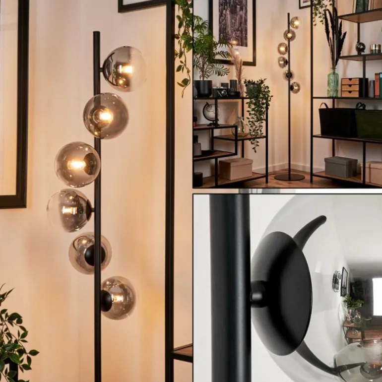 Lampadaire - Verre Remaisnil Noir, 6 lumières