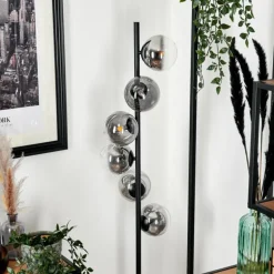 Lampadaire - Verre Remaisnil Noir, 6 lumières