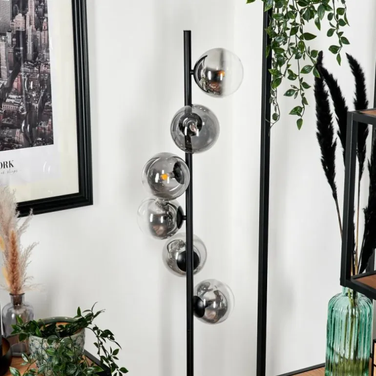 Lampadaire - Verre Remaisnil Noir, 6 lumières