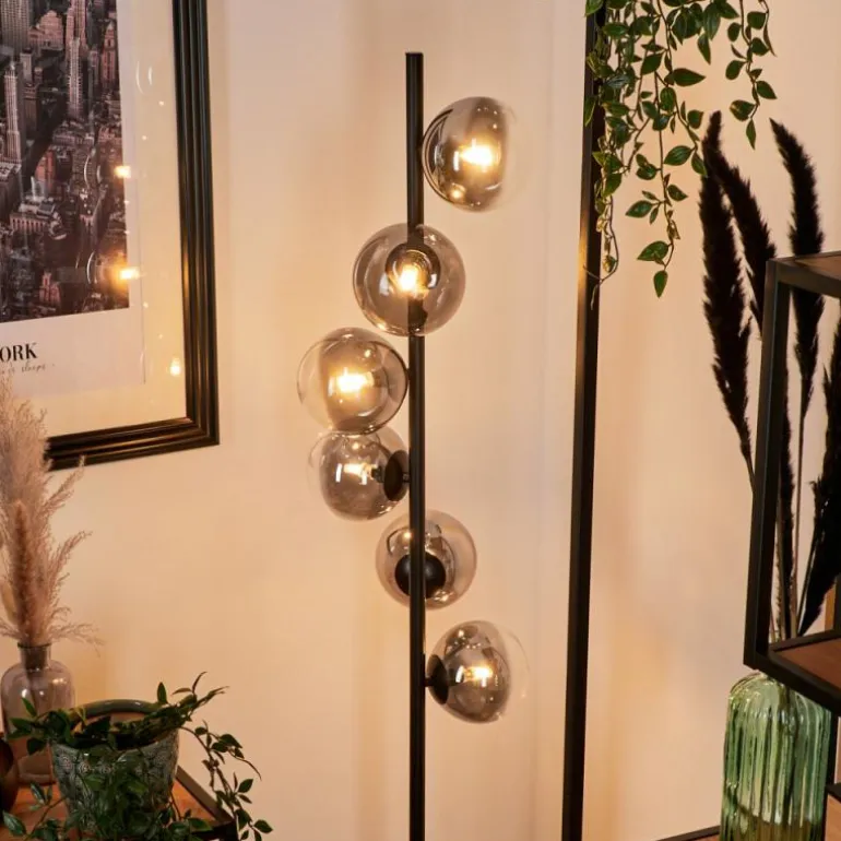 Lampadaire - Verre Remaisnil Noir, 6 lumières