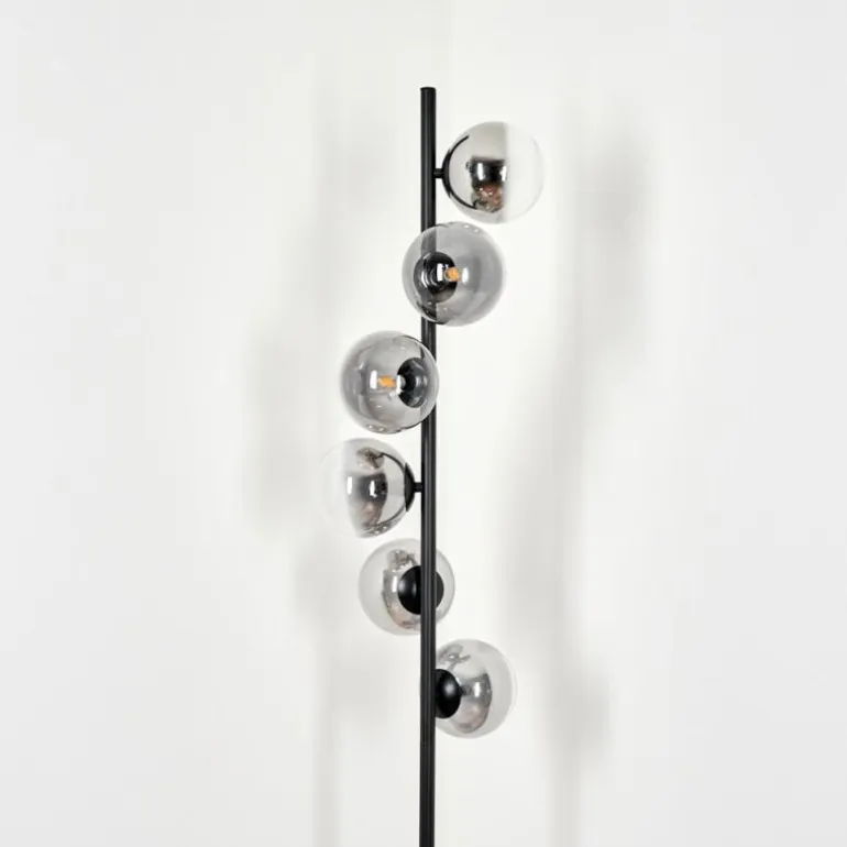 Lampadaire - Verre Remaisnil Noir, 6 lumières