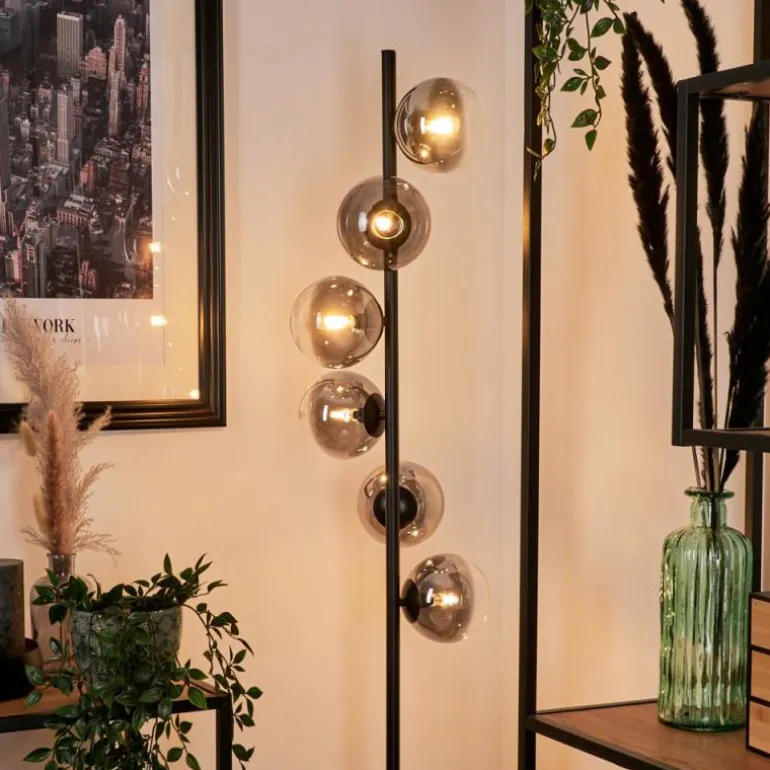 Lampadaire - Verre Remaisnil Noir, 6 lumières