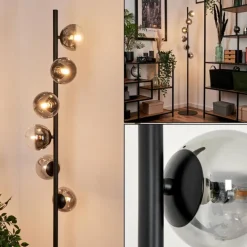 Lampadaire - Verre Remaisnil Noir, 6 lumières