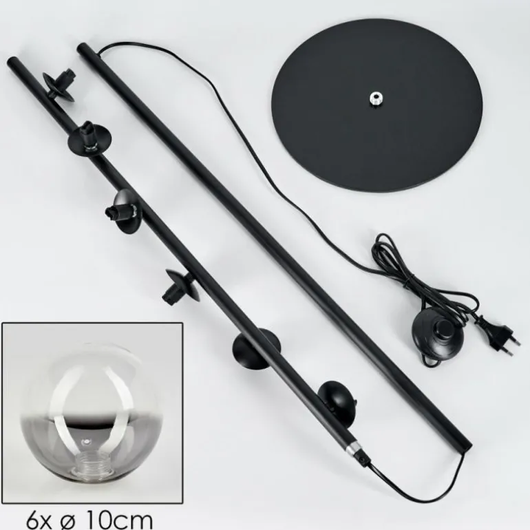 Lampadaire - Verre Remaisnil Noir, 6 lumières