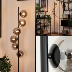 Lampadaire - Verre Remaisnil Noir, 6 lumières