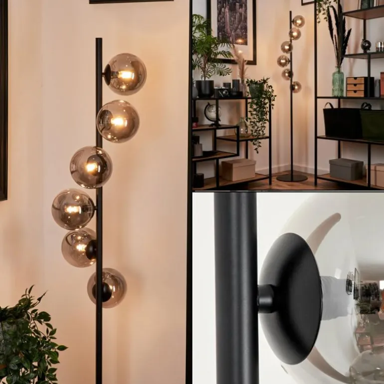 Lampadaire - Verre Remaisnil Noir, 6 lumières