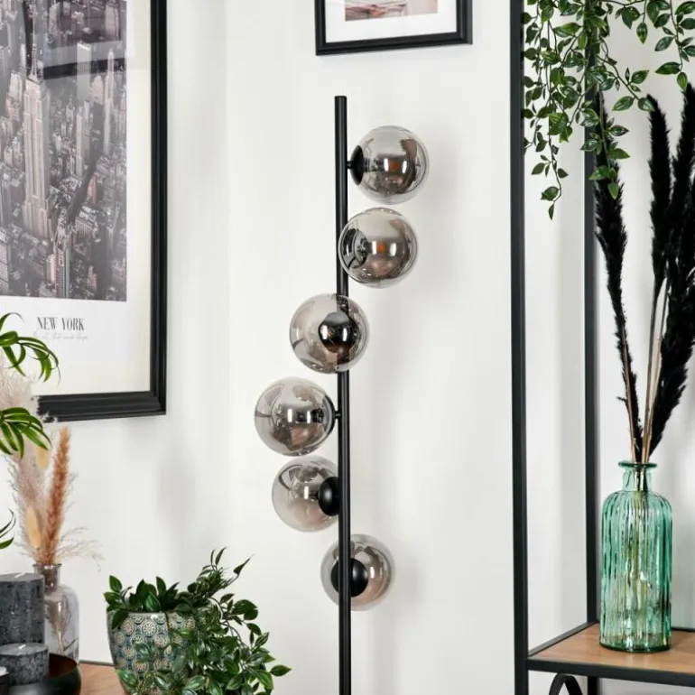 Lampadaire - Verre Remaisnil Noir, 6 lumières