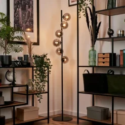 Lampadaire - Verre Remaisnil Noir, 6 lumières