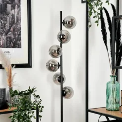 Lampadaire - Verre Remaisnil Noir, 6 lumières