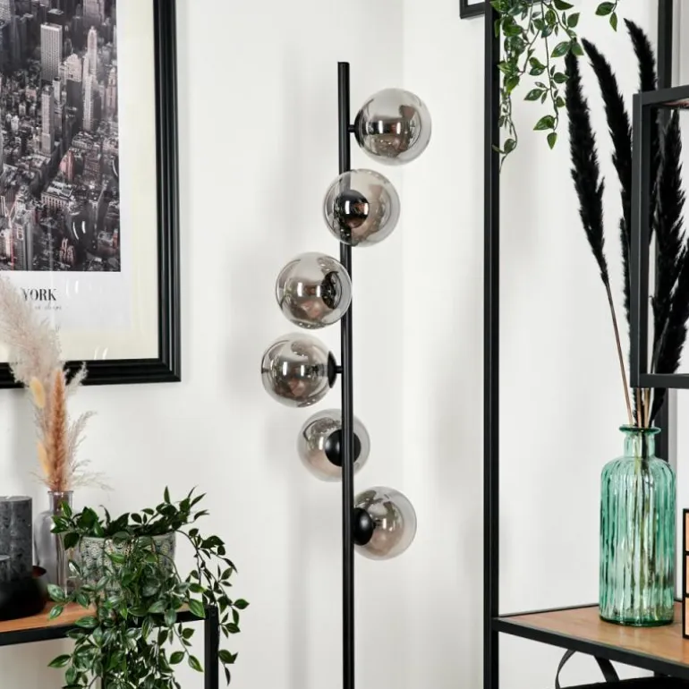 Lampadaire - Verre Remaisnil Noir, 6 lumières