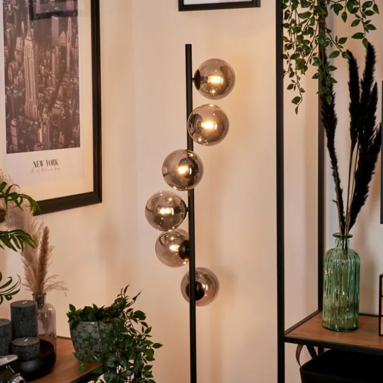 Lampadaire - Verre Remaisnil Noir, 6 lumières