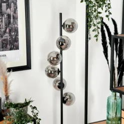 Lampadaire - Verre Remaisnil Noir, 6 lumières