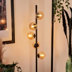 Lampadaire - Verre Remaisnil Noir, 5 lumières