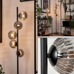 Lampadaire - Verre Remaisnil Noir, 5 lumières