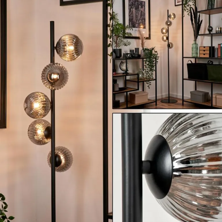 Lampadaire - Verre Remaisnil Noir, 5 lumières