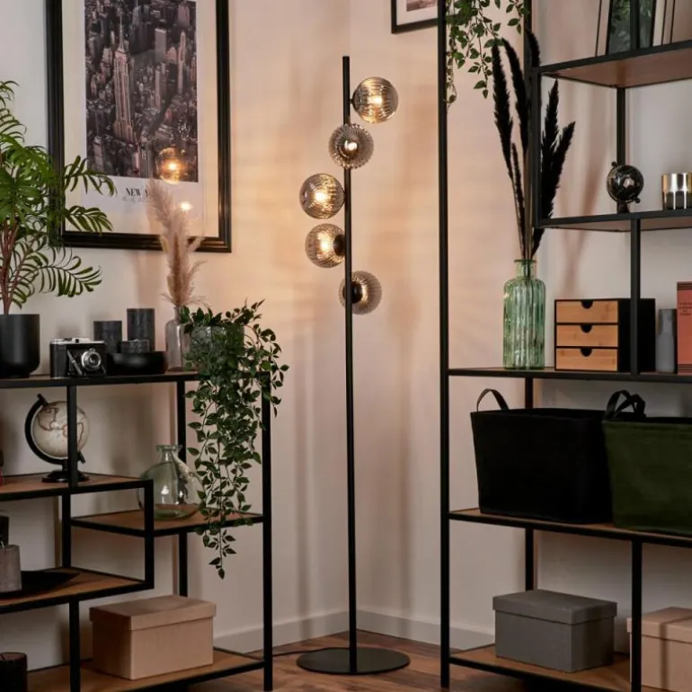 Lampadaire - Verre Remaisnil Noir, 5 lumières