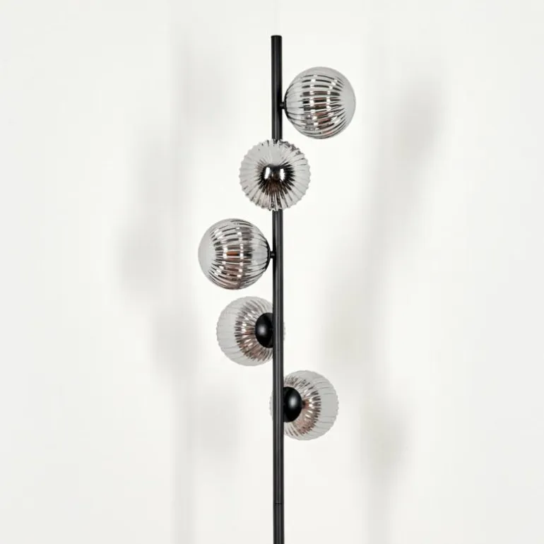 Lampadaire - Verre Remaisnil Noir, 5 lumières