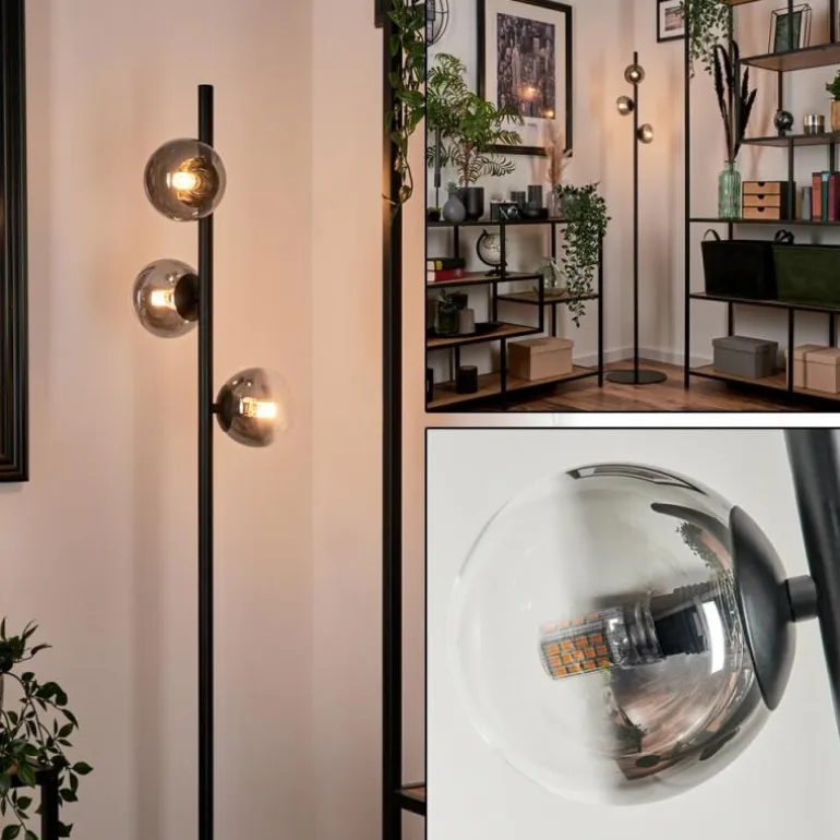 Lampadaire - Verre Remaisnil Noir, 3 lumières